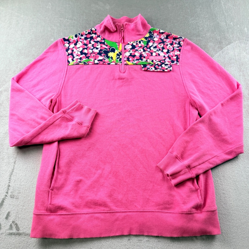 Simply Southern Women's XL Pink Floral Quarter Zip Pullover Sweatshirt